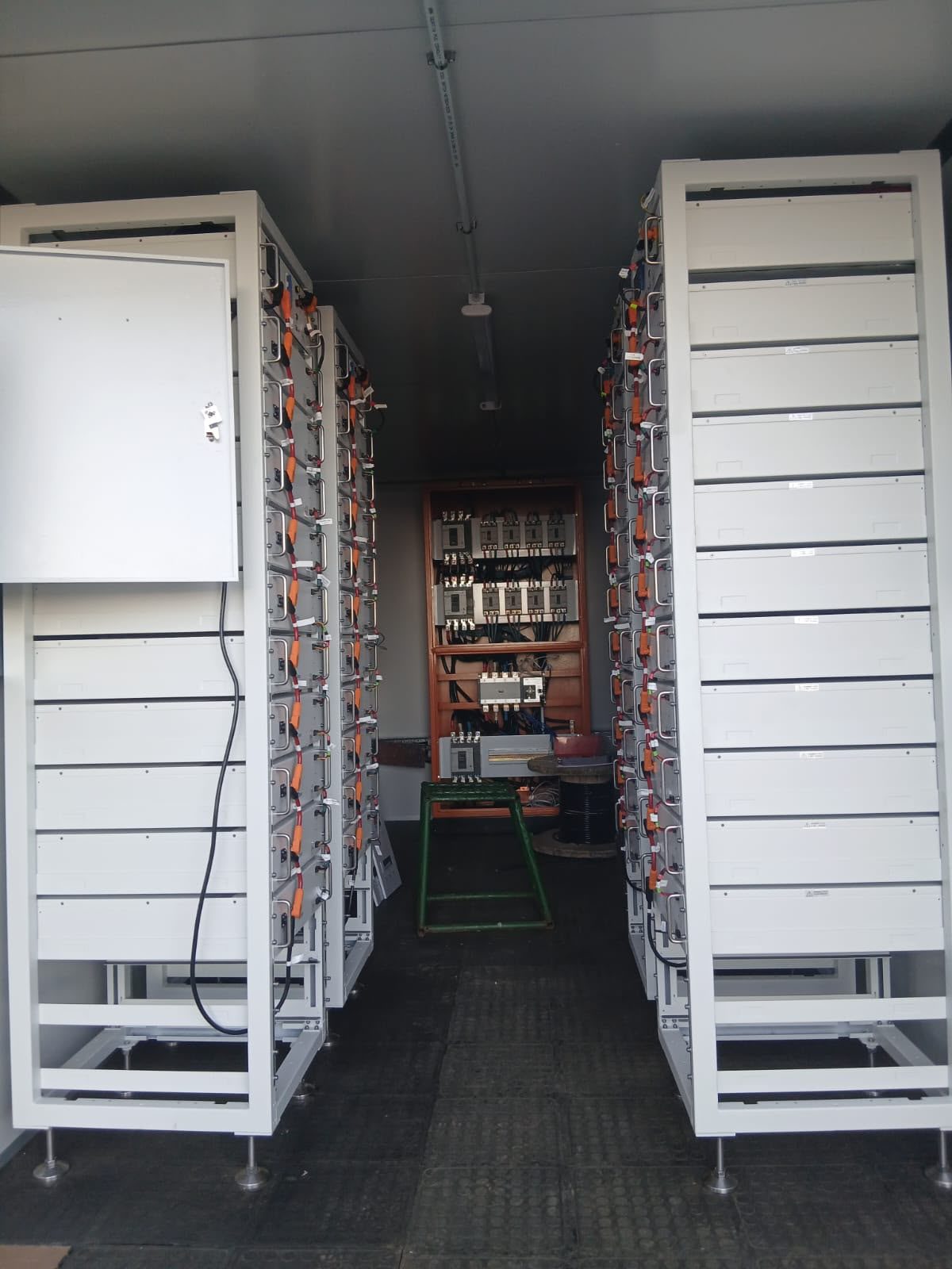 Lithium iron phosphate battery racks, climate-controlled room